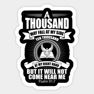 Psalm 91:7 Christian Gift Sticker